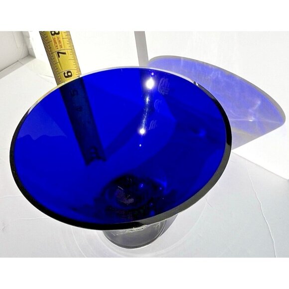 Cobalt Blue Vase Mouth Blown Thick Martini Shaped Made in Poland Vintage 6" tall - Picture 7 of 16